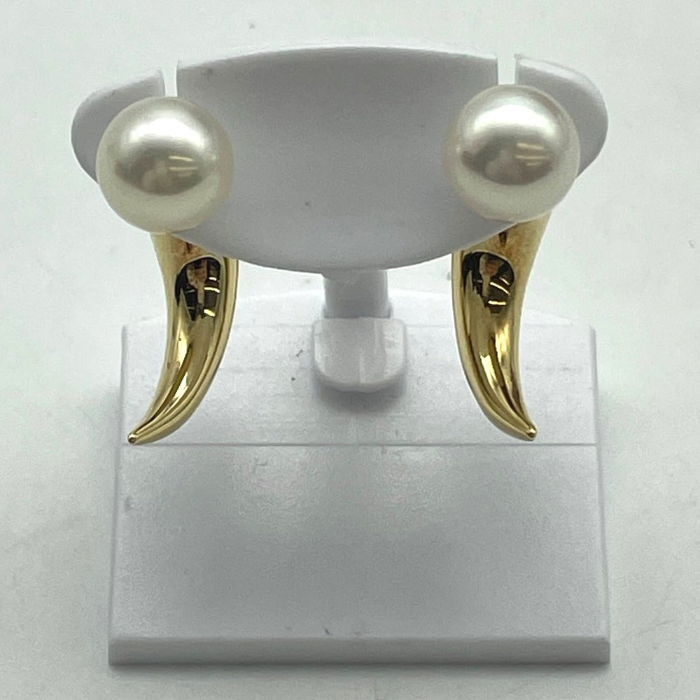 TASAKI タサキ ピアス デインジャーホーン K18×アコヤ真珠 パール 金 イエローゴールド 重量約7.2g