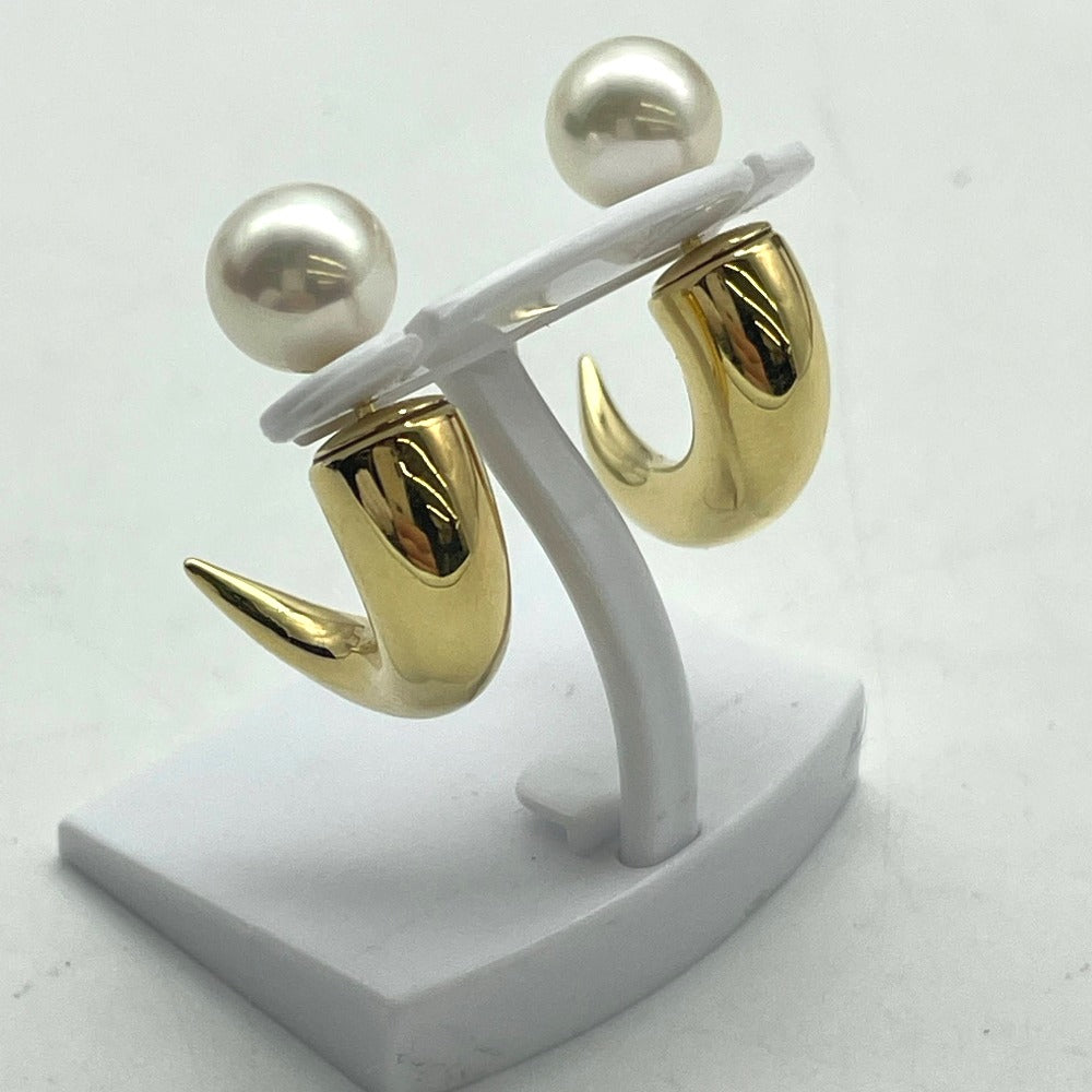 TASAKI タサキ ピアス デインジャーホーン K18×アコヤ真珠 パール 金 イエローゴールド 重量約7.2g