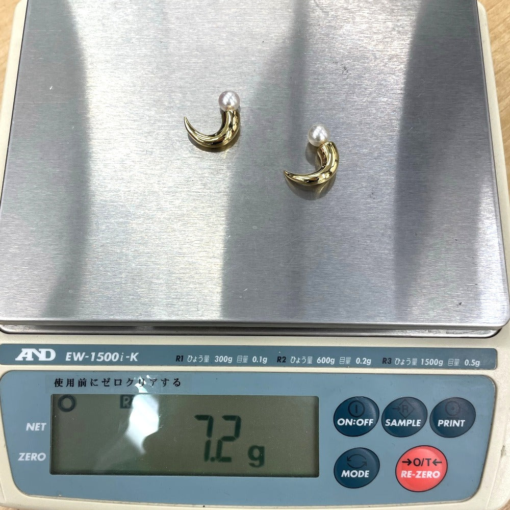 TASAKI タサキ ピアス デインジャーホーン K18×アコヤ真珠 パール 金 イエローゴールド 重量約7.2g