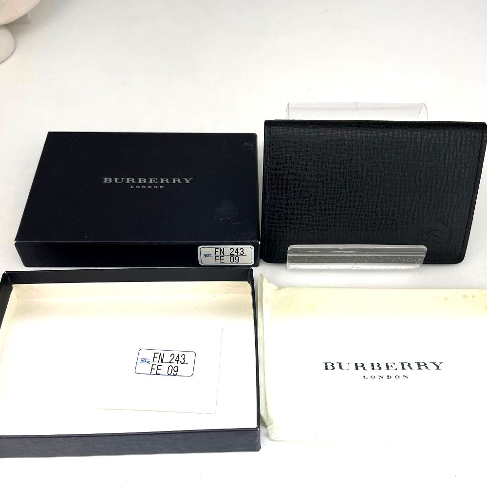 BURBERRY バーバリー カードケース 名刺入れ 本革 レザー 正面ロゴ ブラック 二つ折り ユニセックス メンズ レディース 黒 シンプル