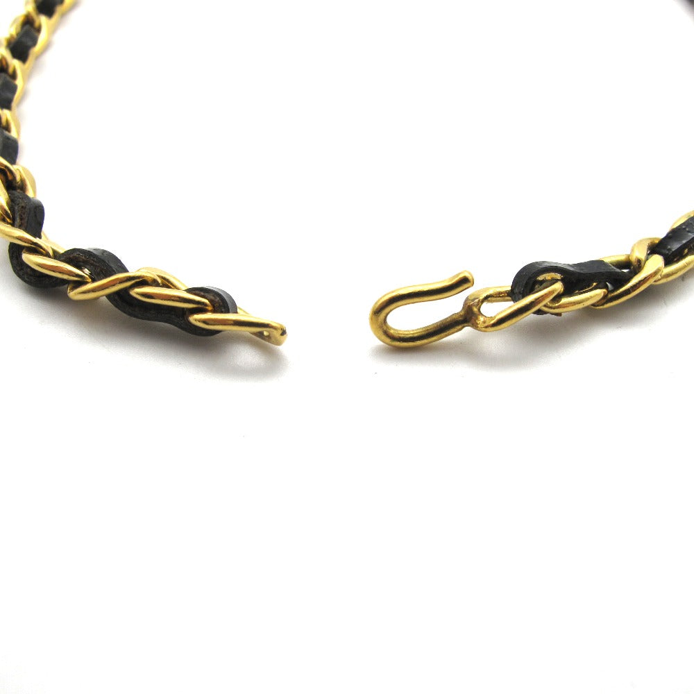 CHANEL シャネル ネックレス シャネル メダリオンラインストーンネックレス 96P ゴールド レザー ラインストーン レディース