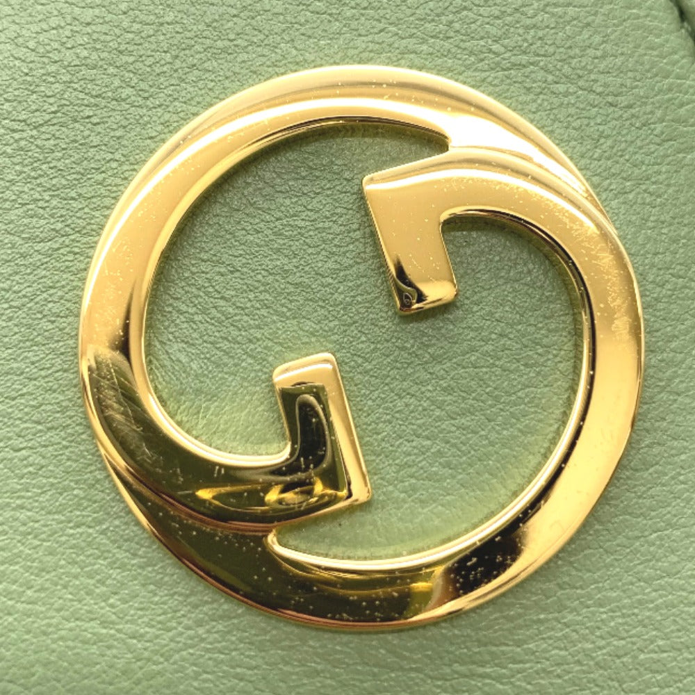 GUCCI グッチ 二つ折り財布 インターロッキングG 725219 レザー チェーンウォレット ライトグリーン レディース 未使用品