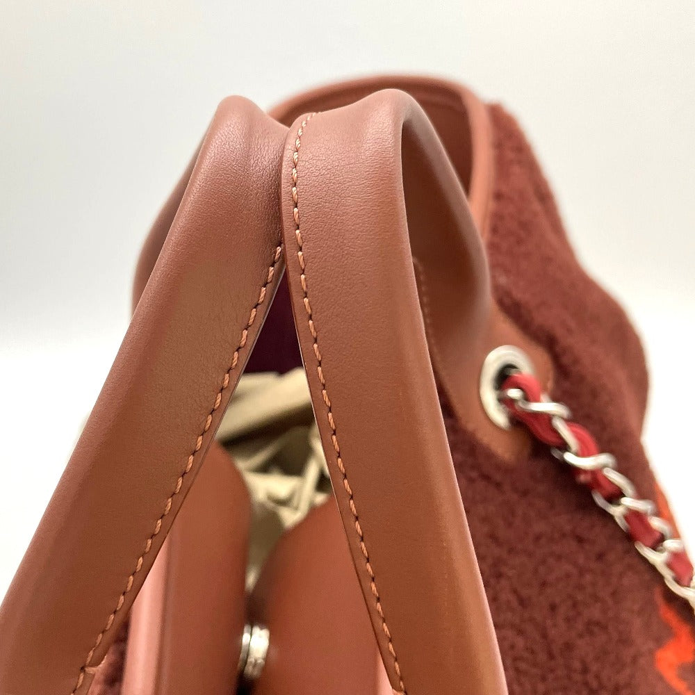 CHANEL シャネル ショルダーバッグ ドーヴィルGM 2wayバッグ トートバッグ レザー ムートン ボア ブラウン シルバー金具 メンズ レディース