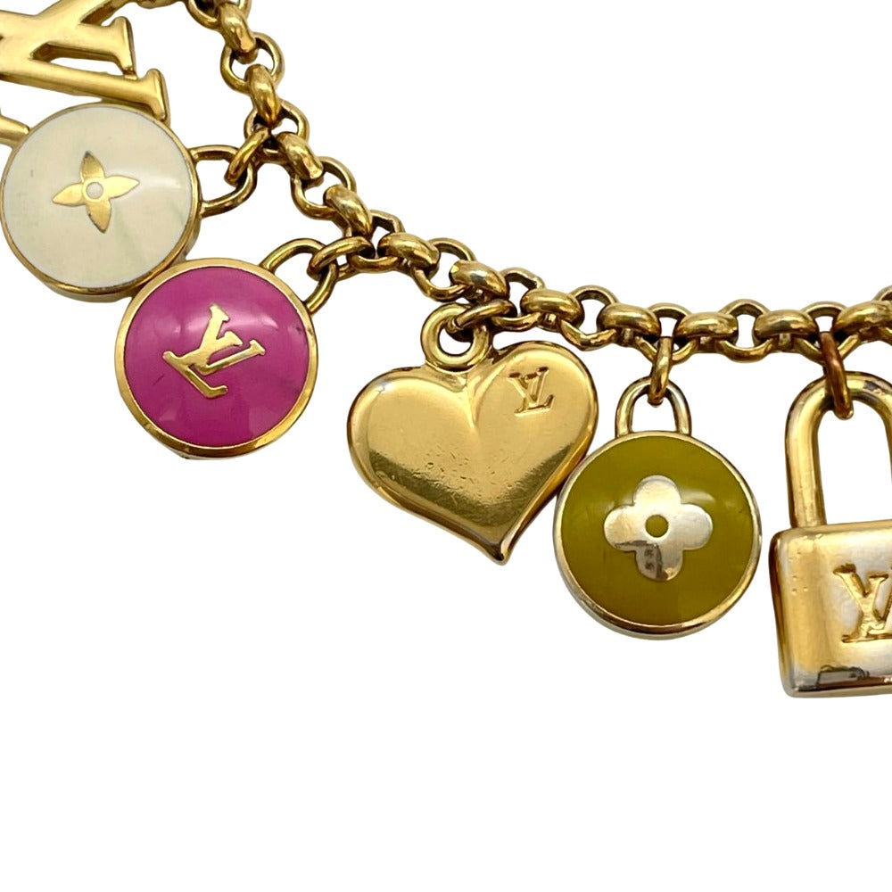 LOUIS VUITTON ルイ・ヴィトン キーホルダー チャーム ブレスレット アクセサリー ポルトクレシェンヌバスティーユ ゴールド メッキ GP マルチカラー レディース M65380
