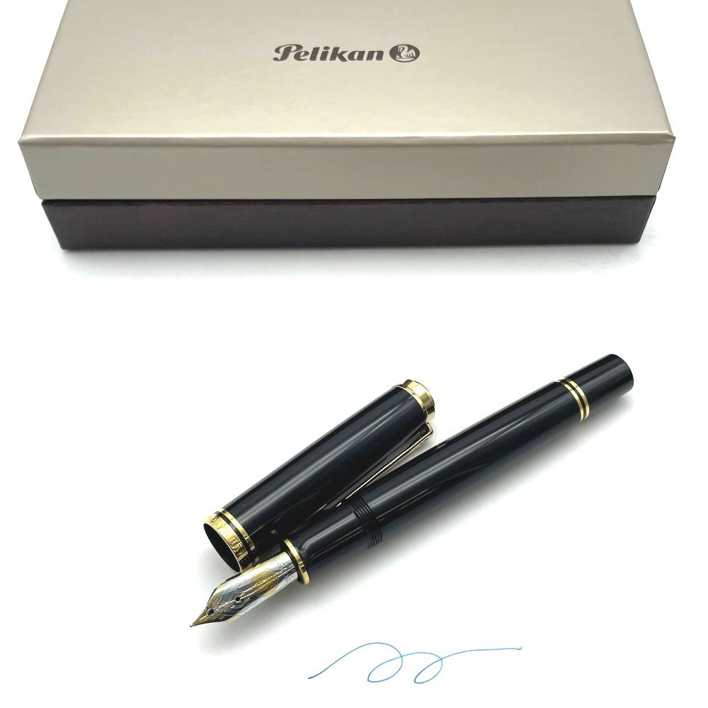 ペリカン 万年筆 M1000 スーレーペン SOUVERAN ブラック×ゴールド K18ペン先 太さEF インクブルー M1000 Pelikan