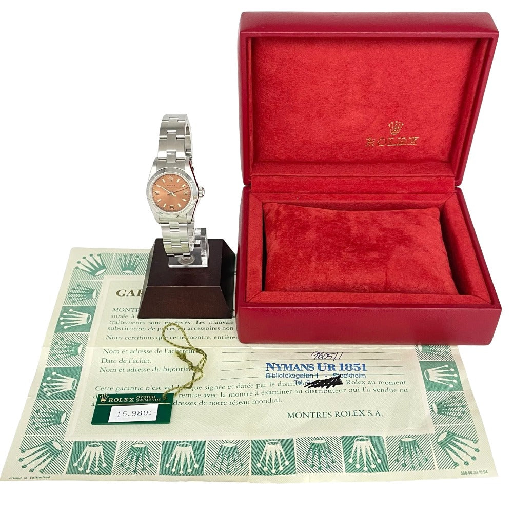 ロレックス オイスターパーペチュアル 24mm ピンク文字盤 369 ステンレス 1994年ごろ製造 W番 自動巻き ROLEX 腕時計 OYSTER PERPETUAL