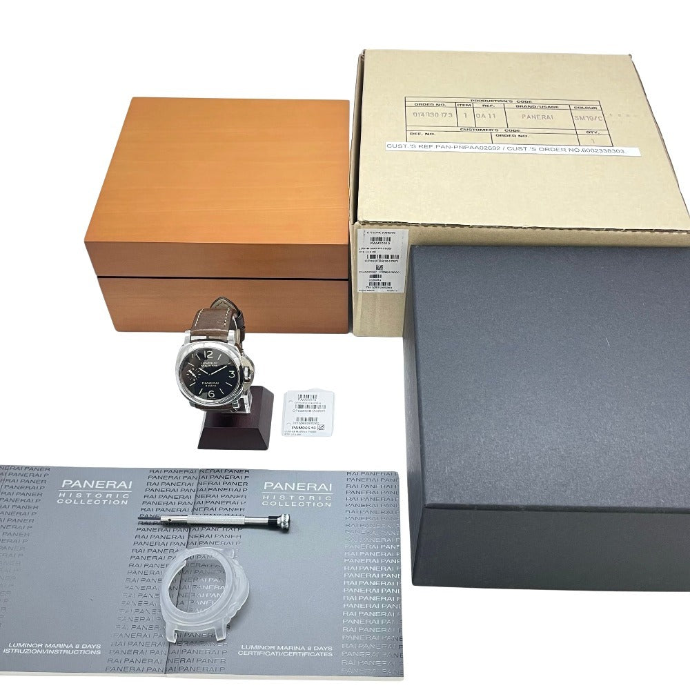 パネライ PAM00510 ルミノール マリーナ 8デイズ 44mm 300m防水 ダイバーズ 手巻き 社外ストラップ メンズ PANERAI 腕時計
