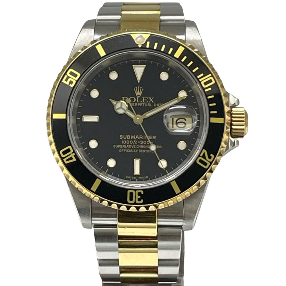 ロレックス 16613 後期バックル 保証書あり サブマリーナデイト K番