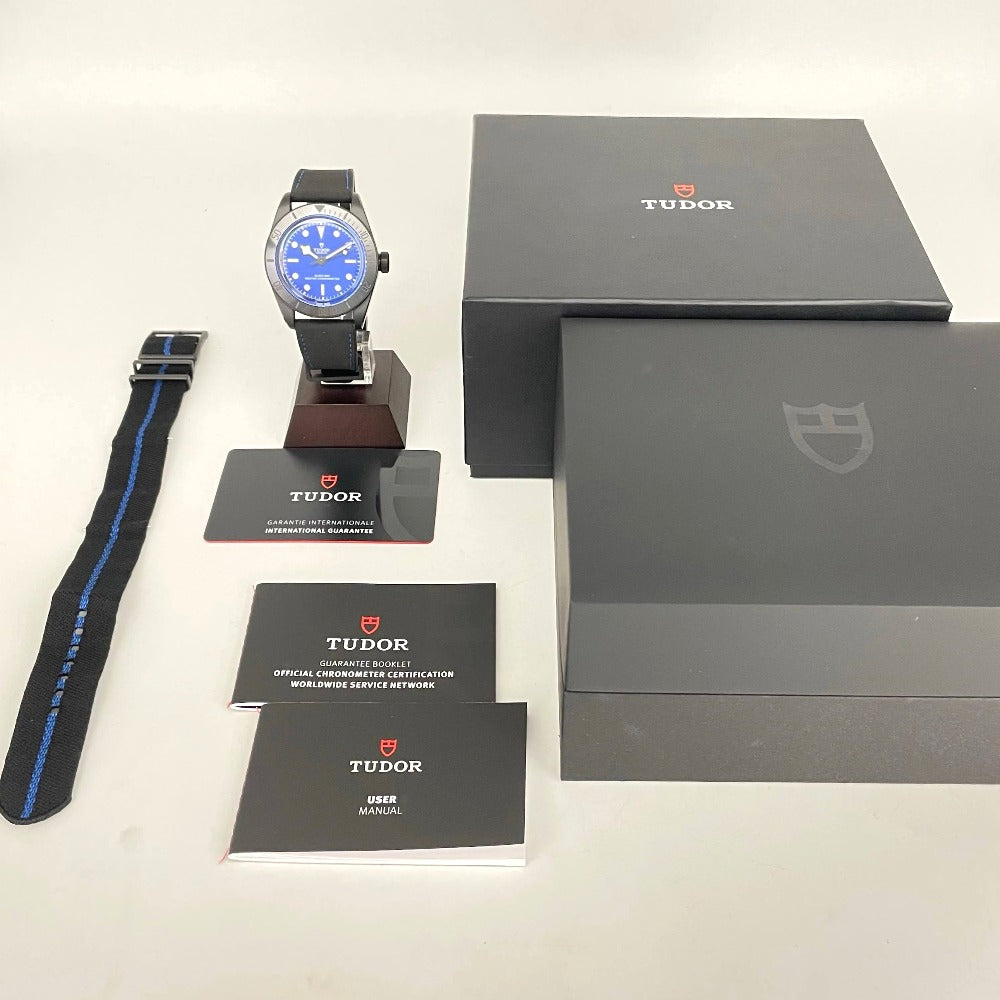 チューダー 79210CNU ブルー文字盤 裏スケ 41mm ブラックベイ セラミック ファブリックストラップ付属 自動巻き メンズ TUDOR 腕時計