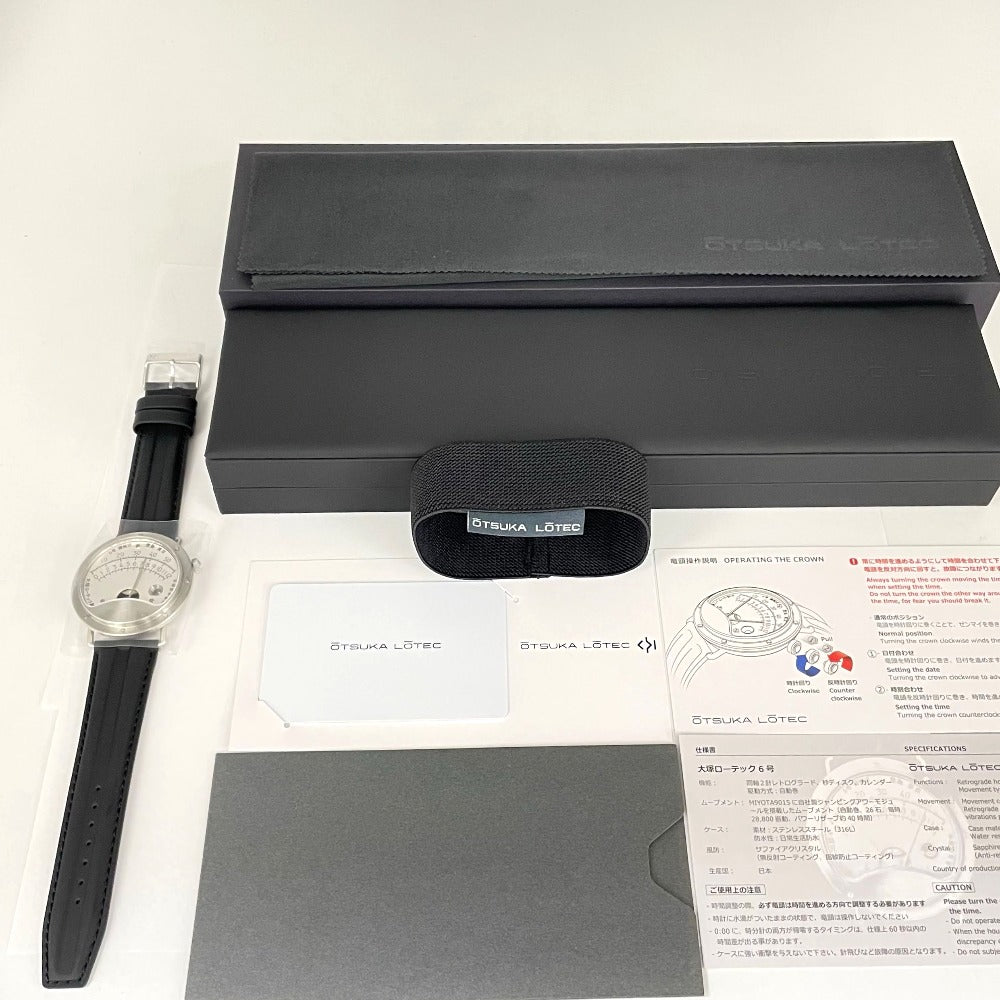 大塚ローテック 6号 No.6 42.6mm レトログラード ステンレス レザーストラップ 自動巻き メンズ 未使用品 腕時計