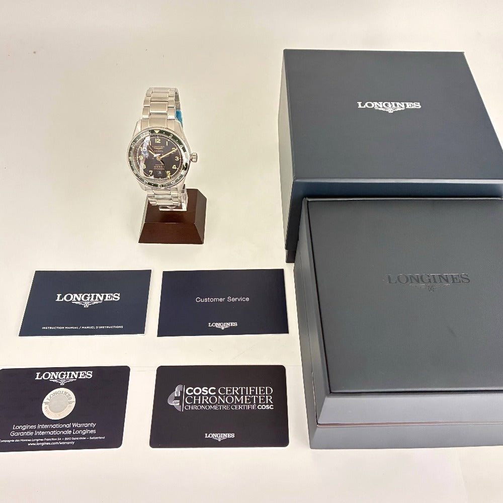 ロンジン L3.812.4.63.6 42mm スピリット ズールータイム GMT機能 グリーン セラミック 自動巻き メンズ LONGINES 腕時計