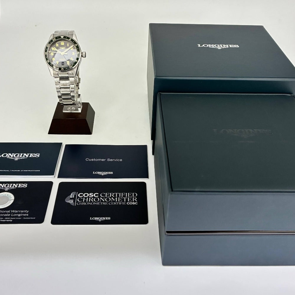 ロンジン L3.802.4.63.6 39mm 緑 スピリット ズールータイム GMT機能 グリーン セラミック 自動巻き メンズ LONGINES 腕時計
