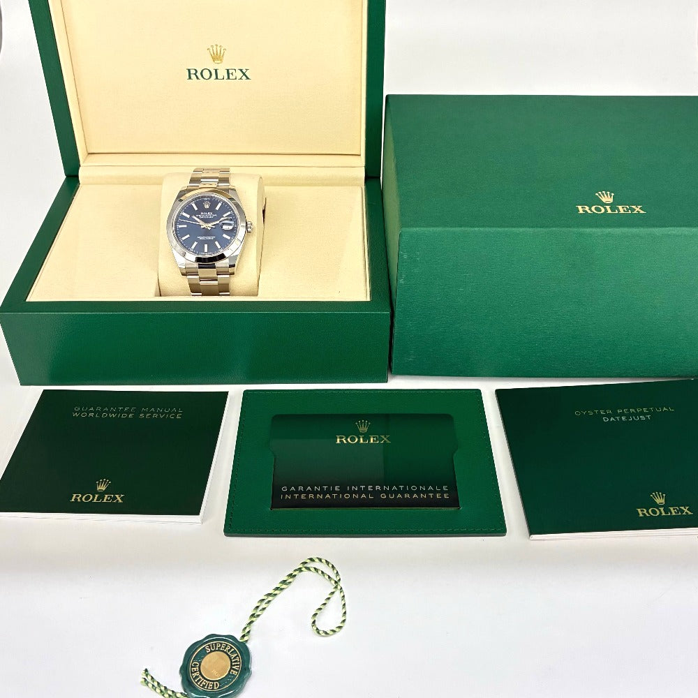 ロレックス デイトジャスト 41 Ref.126300 41mm 保証書2025年 オイスターブレス ブルー文字盤 キャリバー3235 メンズ ROLEX 腕時計