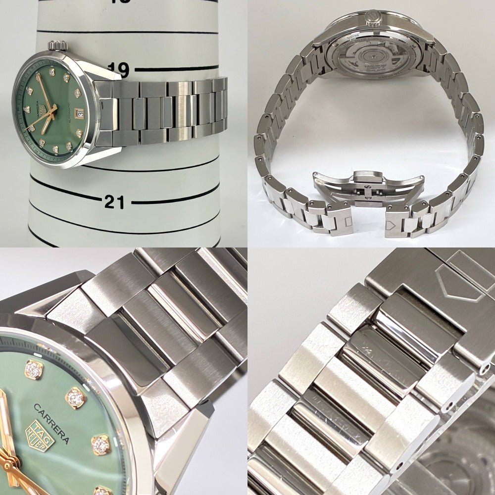 タグホイヤー WBN2317 カレラ デイト 36mm ダイヤモンド グリーン文字盤 キャリバー7 自動巻き ユニセックス TAG HEUER 腕時計