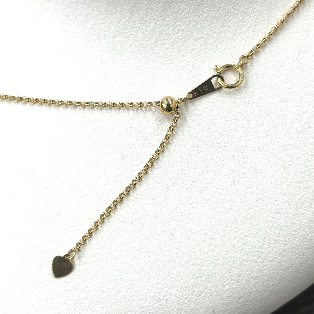 ネックレス K18YG&ダイヤモンド 49石 最長44cm テスター済 アジャスター付き ゴールド K18刻印有 シンプル 細め レディース