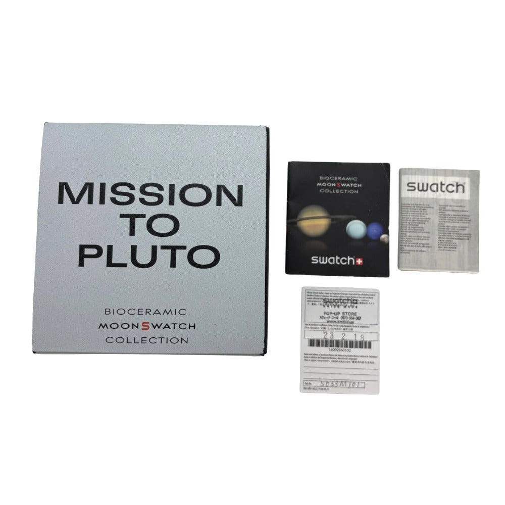 スウォッチ ×オメガ MISSION TO PLUTO SO33M101 電池交換済 クオーツ スピードマスター コラボモデル メンズ Swatch 腕時計