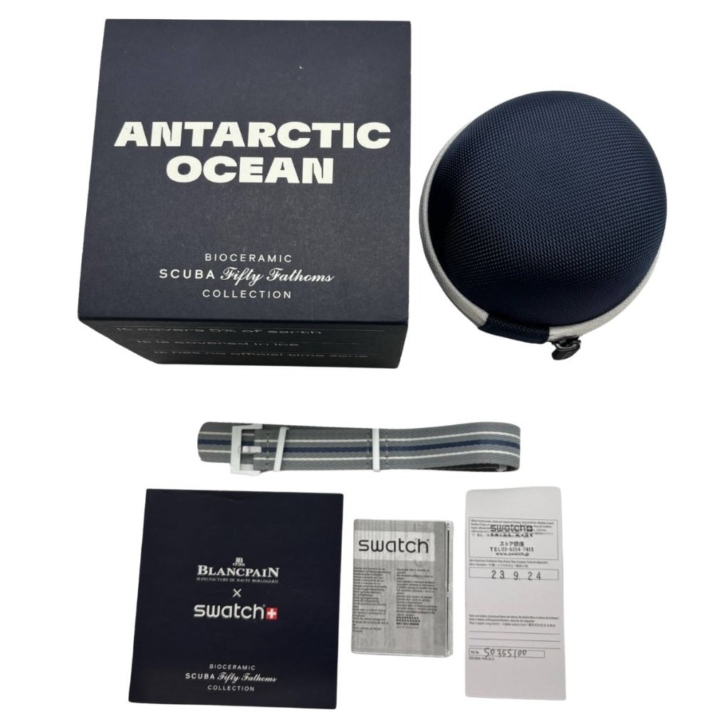 ブランパン×スウォッチ 腕時計 ANTARCTIC OCEAN SO35S100 フィフティファゾムス 自動巻き ダイバーズ ホワイト Blancpain Swatch