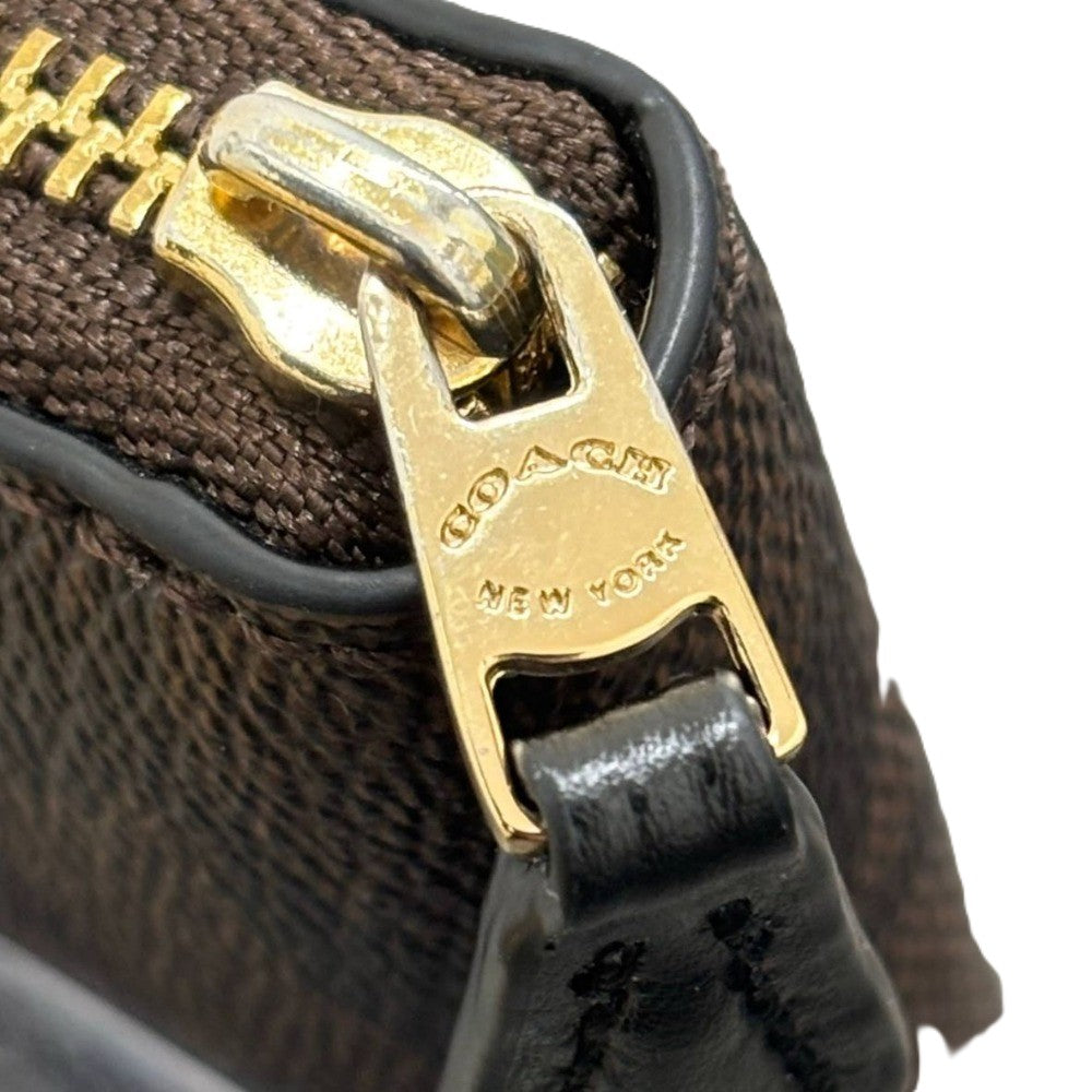 コーチ コインケース ブラウン 小銭入れ シグネチャー ジップ アラウンド F78005 IMAA8 PVC レザー シンプル コンパクト レディース COACH