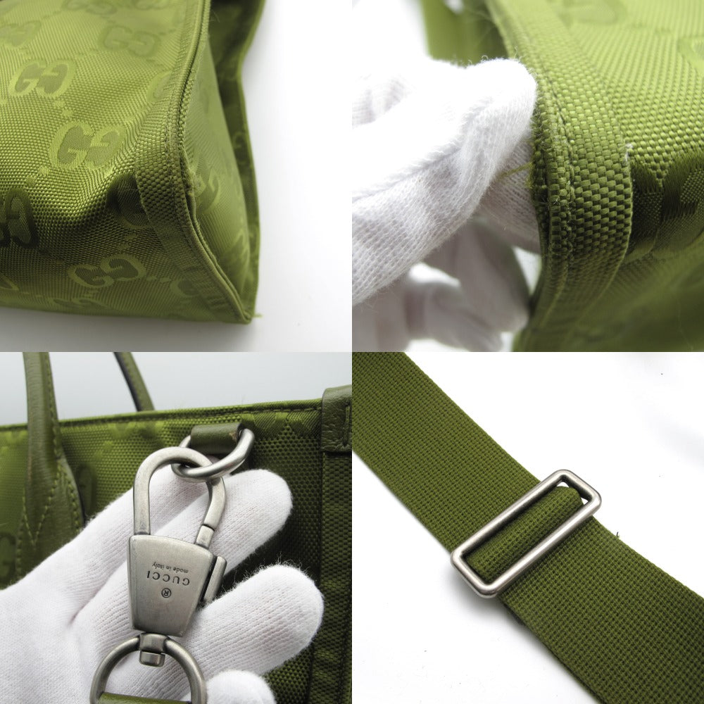 GUCCI グッチ OFF THE GRID ミディアムトートバッグ 696043 日本限定 GGナイロン レザー フォレストグリーン 2WAY ショルダーバッグ 斜め掛け クロスボディ メンズ