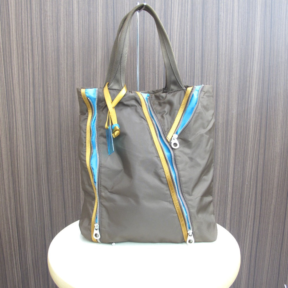 MARC BY MARC JACOBS マークバイマークジェイコブス トートバッグ ブラウン ブルーグリーンポイント ナイロン レディース