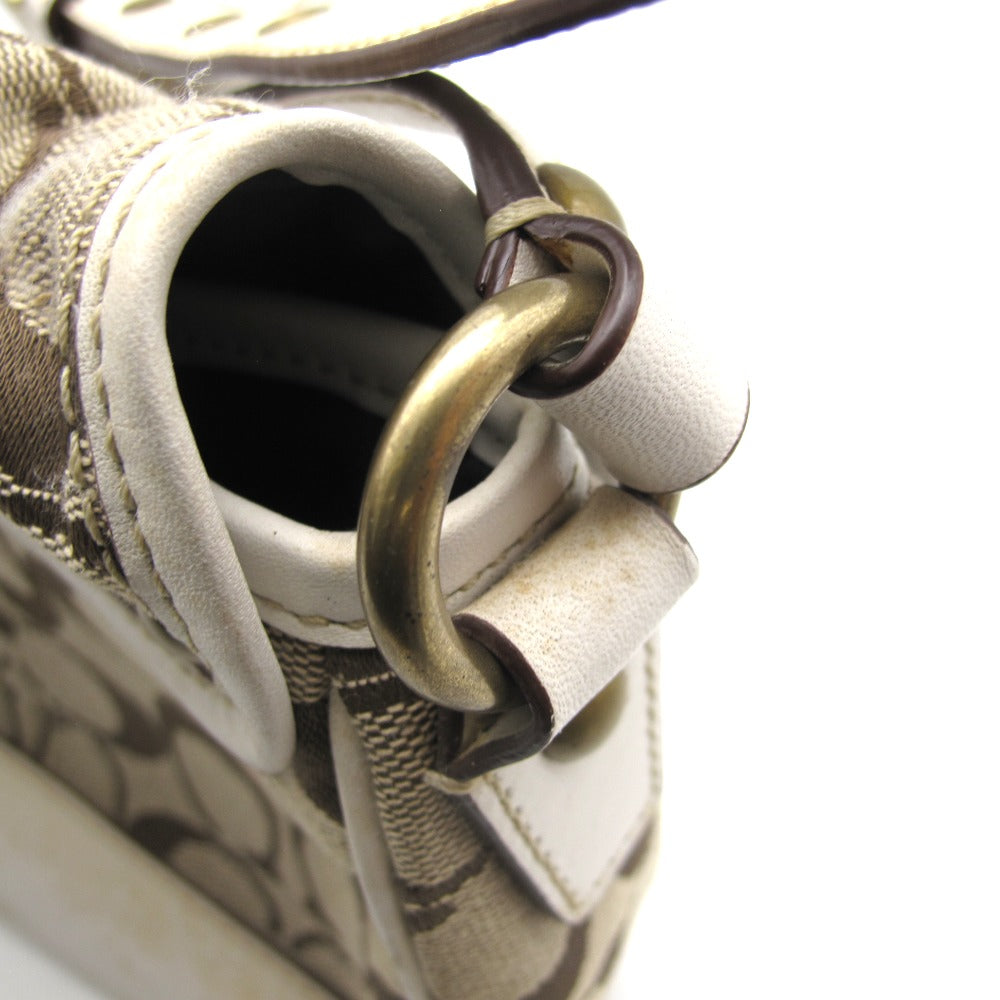 COACH コーチ ショルダーバッグ シグネチャー フラップ型 ベージュ ホワイト ナイロン レディース 10566