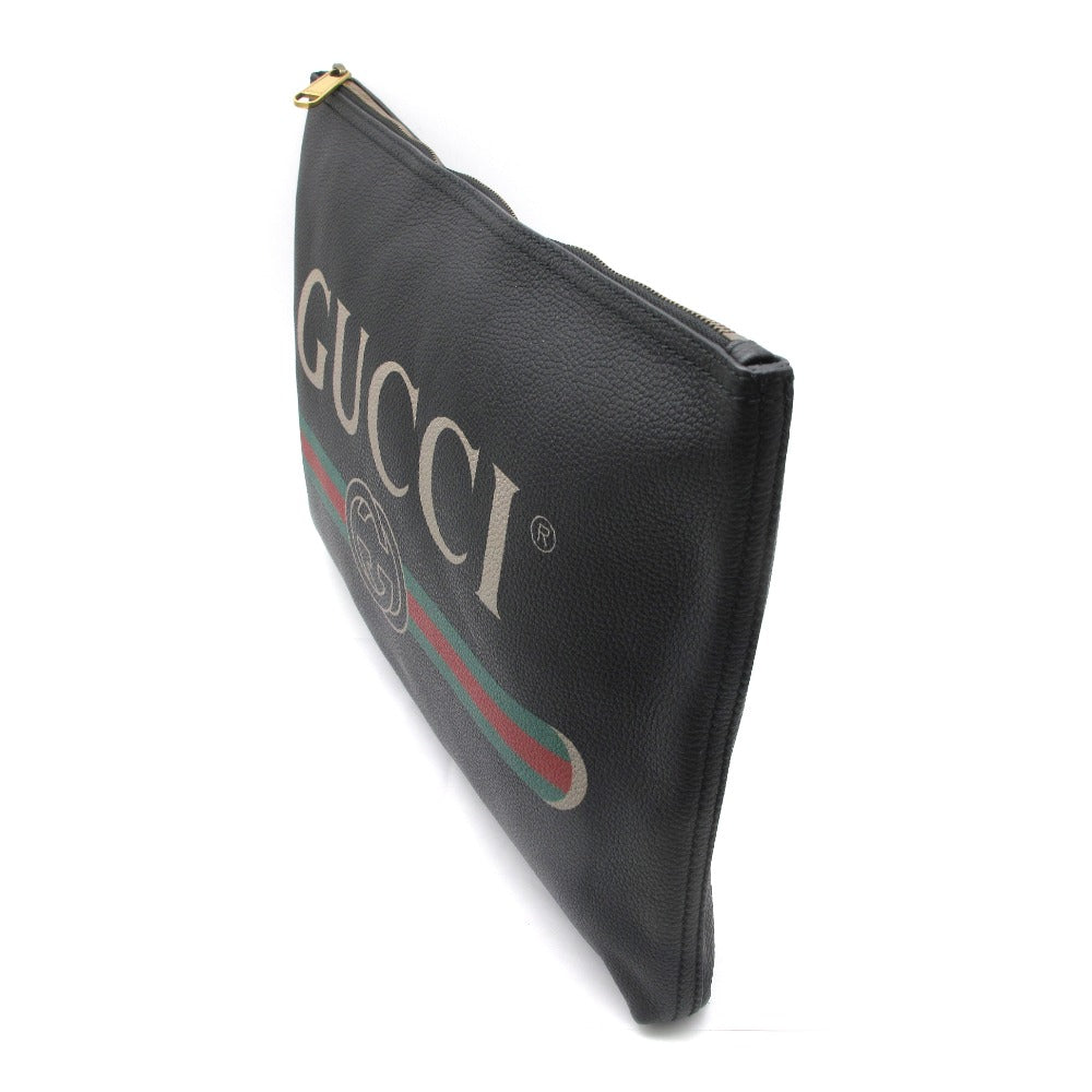 GUCCI グッチ ポートフォリオ クラッチバッグ 500984 ポーチ ケース セカンドバッグ ロゴプリント GG シェリーライン レザー ブラック