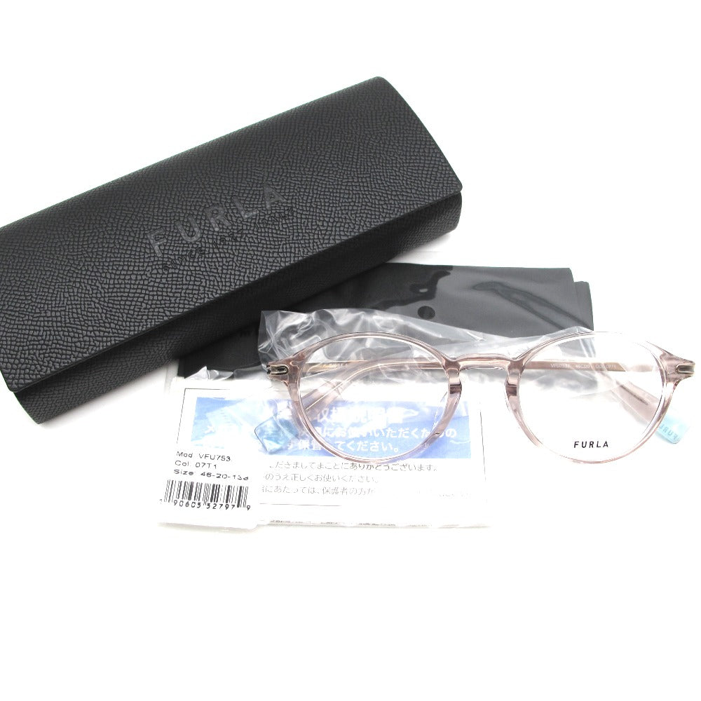 Furla フルラ サングラス メガネフレーム プラスチック コンビフレーム オーバル ベージュ 46 20 138 ケース付き アイウェア VFU753J-0711