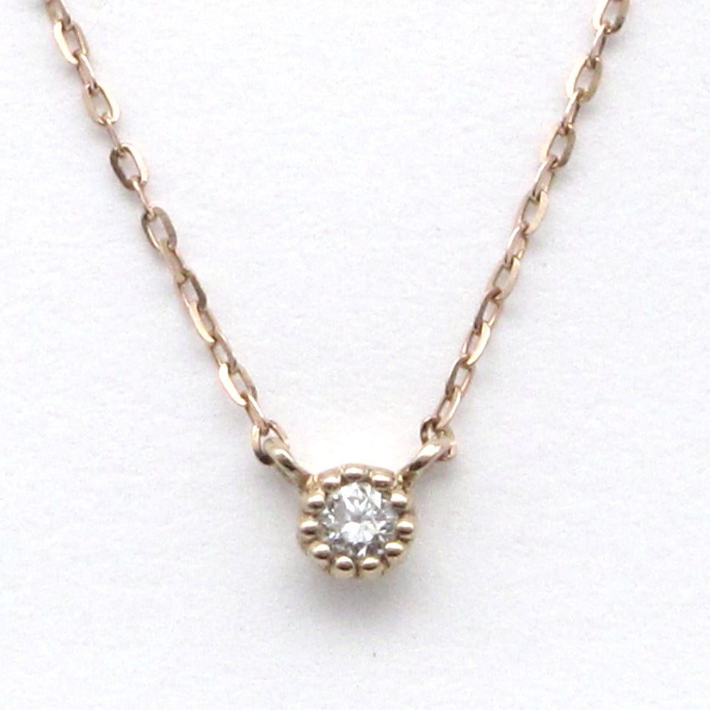 ete エテ 一粒ダイヤ ネックレス ペンダント K10 ピンクゴールド ダイヤモンド 0.02ct ブランド ジュエリー アクセサリー