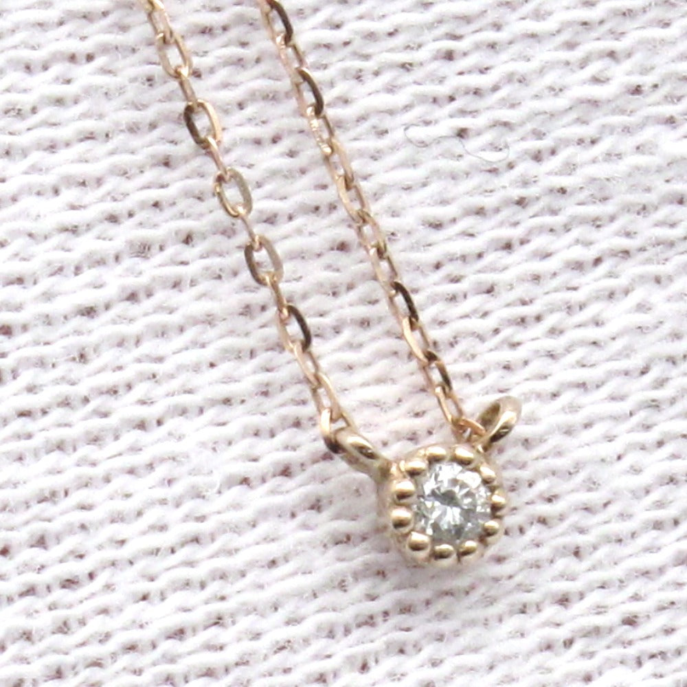 ete エテ 一粒ダイヤ ネックレス ペンダント K10 ピンクゴールド ダイヤモンド 0.02ct ブランド ジュエリー アクセサリー