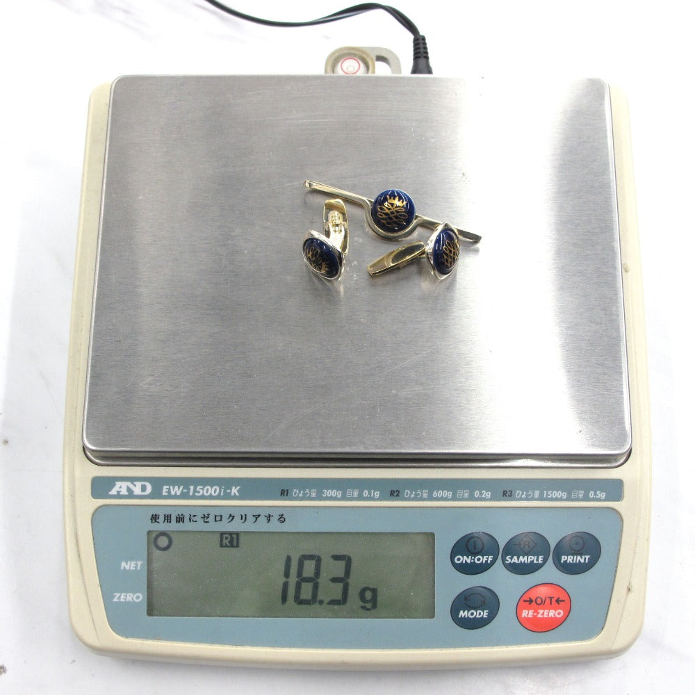 Georg Jensen ジョージジェンセン ロイヤルコペンハーゲン タイピン カフス 2点 セット タイバー カフリンクス シルバー 925 陶器 小物 アクセサリー