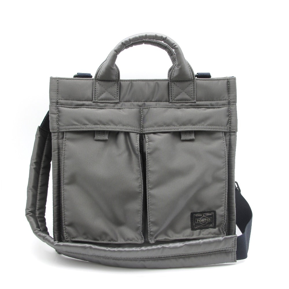 PORTER ポーター PX TANKER タンカー 2WAY バーティカル トートバッグ ショルダーバッグ S 376-26813 シルバーグレー ナイロン 吉田カバン 美品