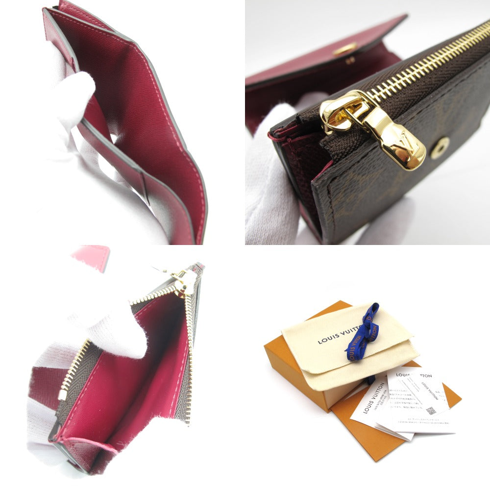 LOUIS VUITTON ルイ・ヴィトン ポルトフォイユ ゾエ モノグラム フューシャ M62932 三つ折り財布 コンパクト ウォレット エッフェル塔スタンプ イニシャル レディース
