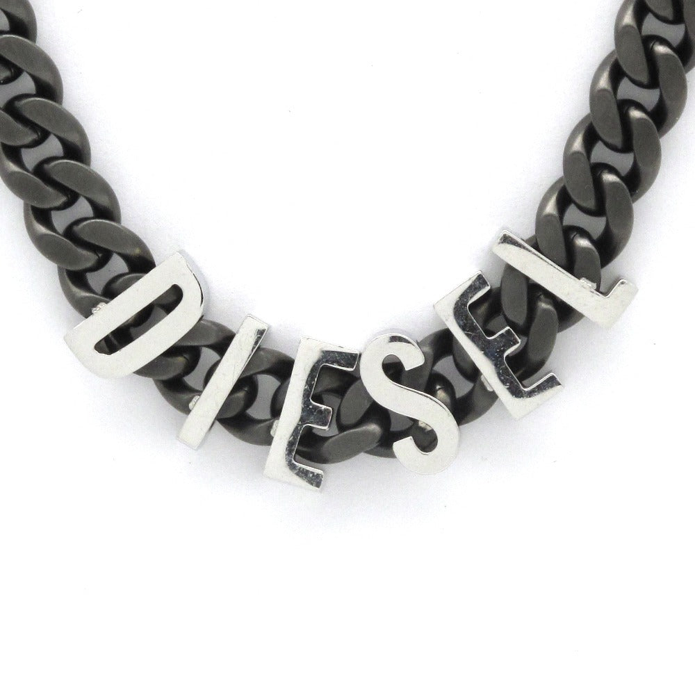 DIESEL ディーゼル ツートン ロゴ チェーン ネックレス DX148700DJW ステンレス ブラック シルバー 箱有 アクセサリー メンズ