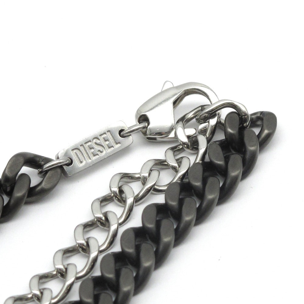 DIESEL ディーゼル ツートン ロゴ チェーン ネックレス DX148700DJW ステンレス ブラック シルバー 箱有 アクセサリー メンズ