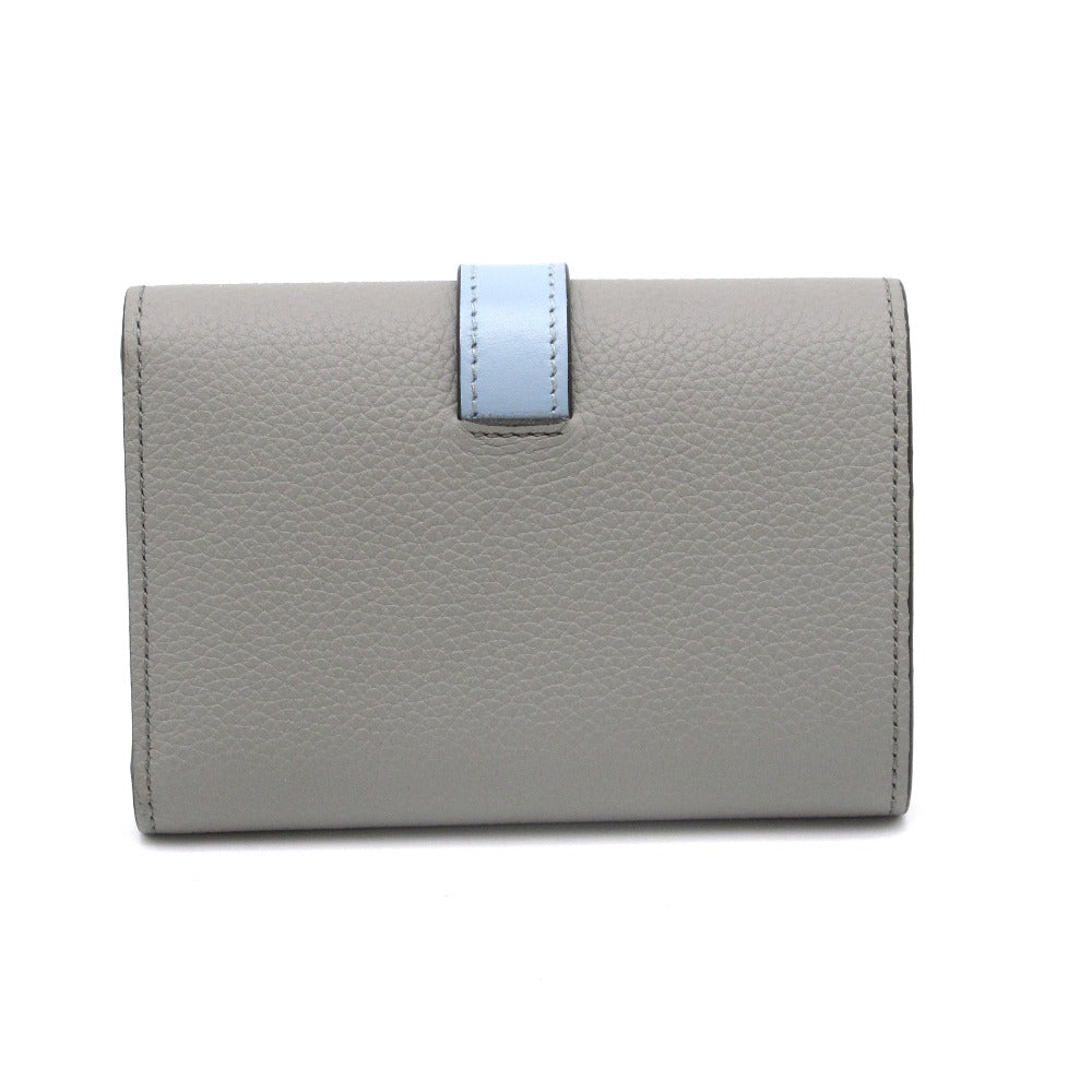 LOEWE ロエベ バーティカルウォレット スモール 三つ折り財布 コンパクト ミニ C660S86X01 レザー グレー ブルー レディース