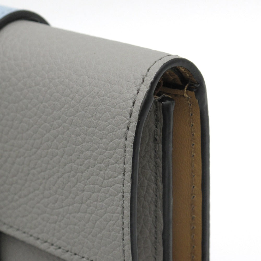 LOEWE ロエベ バーティカルウォレット スモール 三つ折り財布 コンパクト ミニ C660S86X01 レザー グレー ブルー レディース