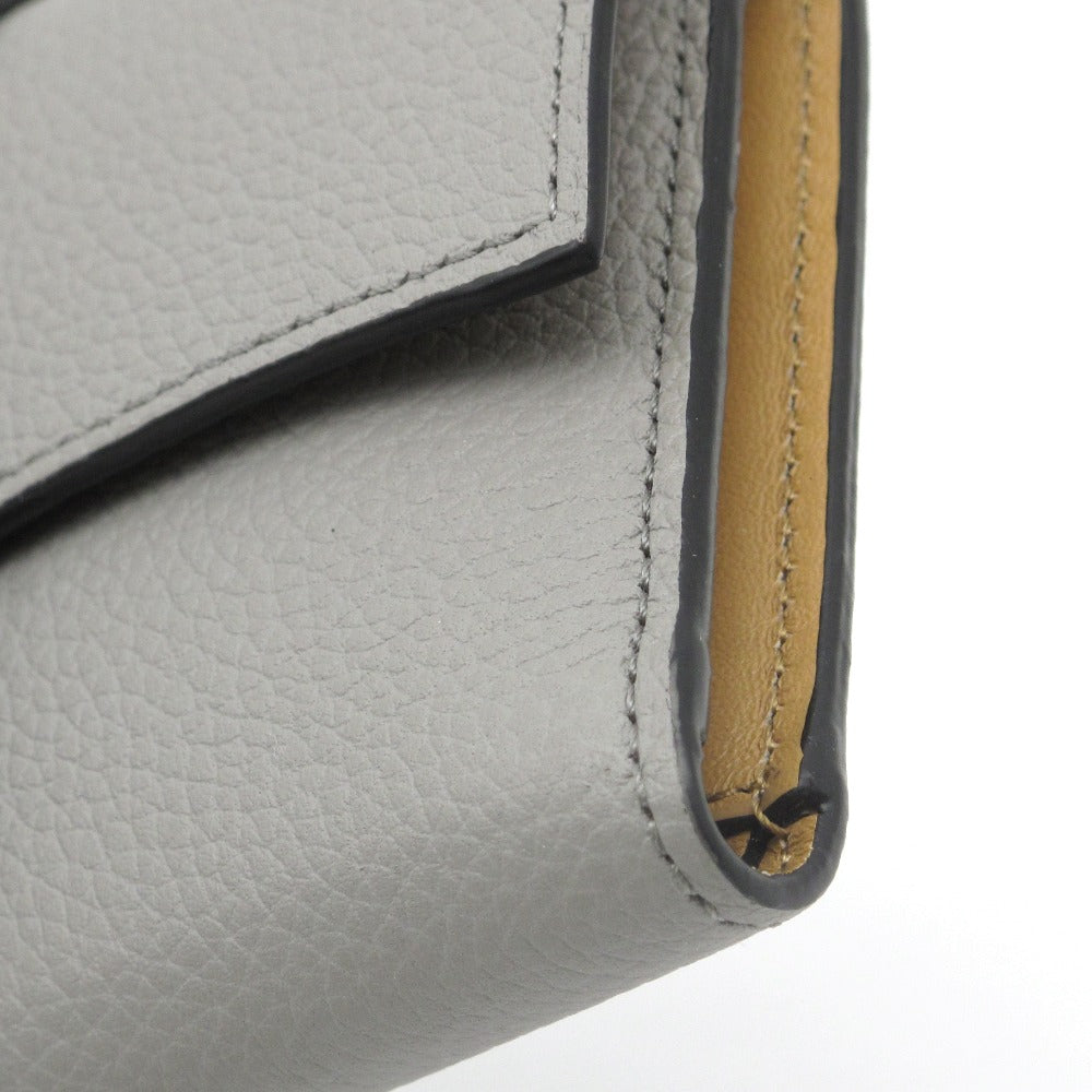 LOEWE ロエベ バーティカルウォレット スモール 三つ折り財布 コンパクト ミニ C660S86X01 レザー グレー ブルー レディース