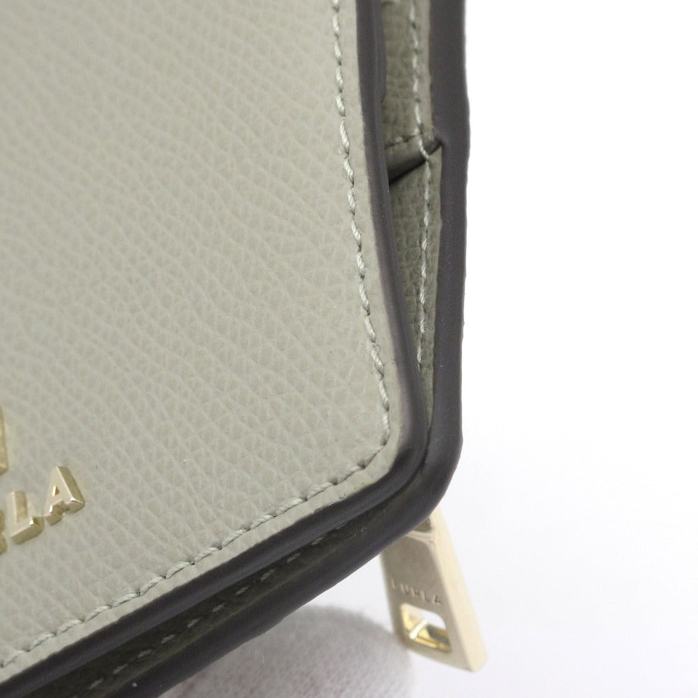 Furla フルラ Camelia カメリア 2つ折り財布 WP00308 コンパクト ミニ ウォレット レザー グレー レディース 美品