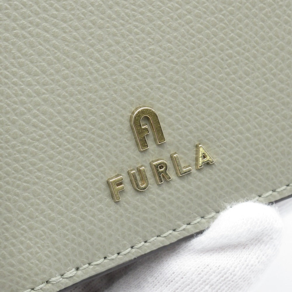 Furla フルラ Camelia カメリア 2つ折り財布 WP00308 コンパクト ミニ ウォレット レザー グレー レディース 美品
