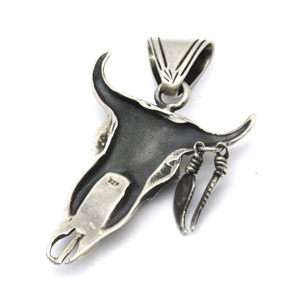 SV925 バッファロー スカル ペンダントトップ ペンダントヘッド ネックレスチャーム SILVER シルバー 銀 約16.1g アクセサリー メンズ
