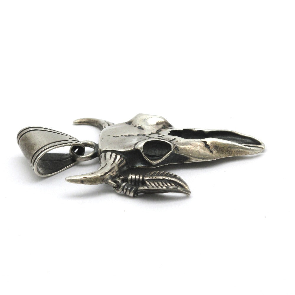 SV925 バッファロー スカル ペンダントトップ ペンダントヘッド ネックレスチャーム SILVER シルバー 銀 約16.1g アクセサリー メンズ