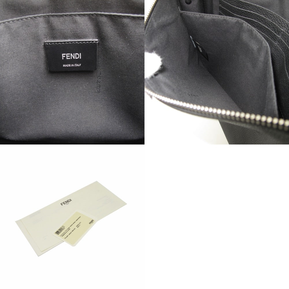FENDI フェンディ ROMA クラッチバッグ セカンドバッグ ポーチ ストラップ付き 7VA491 ロゴ レザー ブラック メンズ