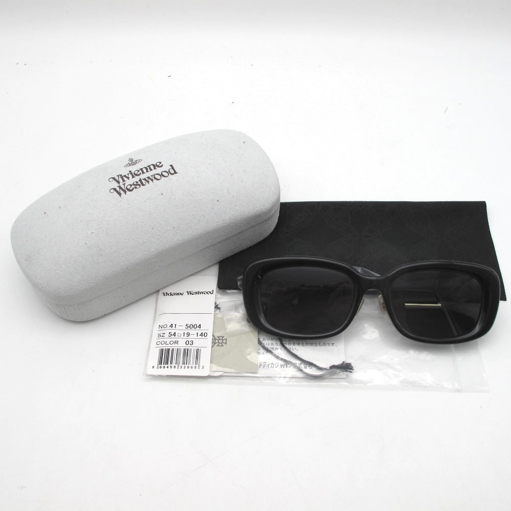Vivienne Westwood ヴィヴィアン・ウエストウッド サングラス メガネフレーム プラスチック ブラック 側面シルバーロゴ 54-19-140 ケース付き アイウェア 41-5004