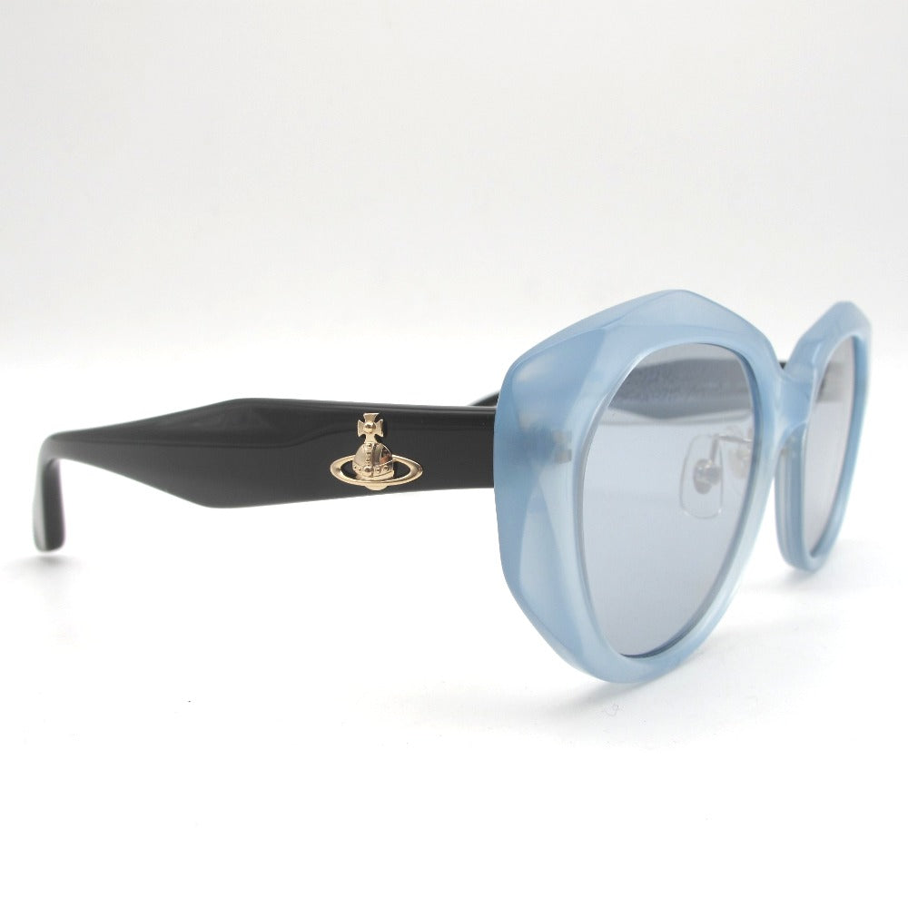 Vivienne Westwood ヴィヴィアン・ウエストウッド サングラス メガネフレーム プラスチック クリアブルー ブラック 側面シルバーロゴ 54-19-140 ケース付き アイウェア 41-5002 未使用品