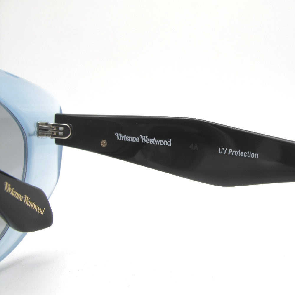 Vivienne Westwood ヴィヴィアン・ウエストウッド サングラス メガネフレーム プラスチック クリアブルー ブラック 側面シルバーロゴ 54-19-140 ケース付き アイウェア 41-5002 未使用品