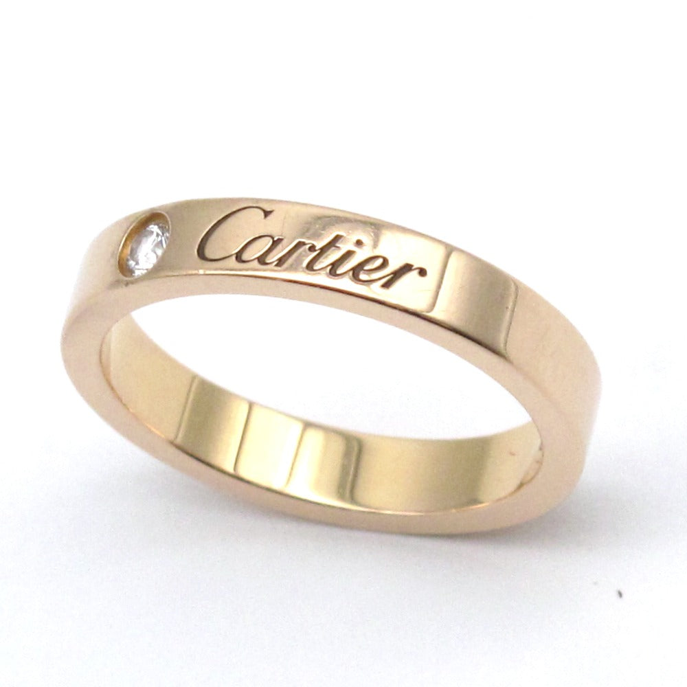 CARTIER カルティエ Cドゥ エングレーブド 1P ダイヤモンド リング 指輪 Au750 K18 PG ピンクゴールド #47 7号 レディース ジュエリー アクセサリー