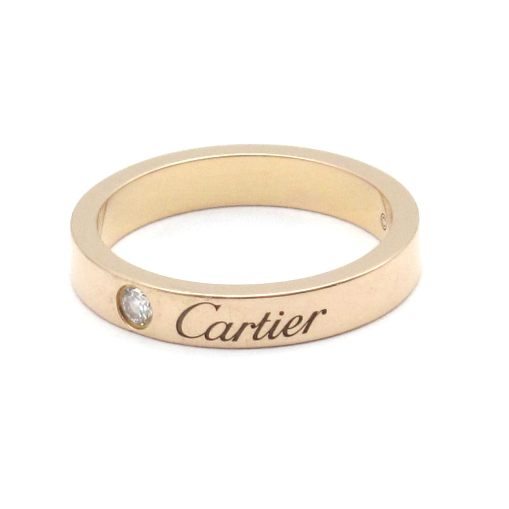 CARTIER カルティエ Cドゥ エングレーブド 1P ダイヤモンド リング 指輪 Au750 K18 PG ピンクゴールド #47 7号 レディース ジュエリー アクセサリー