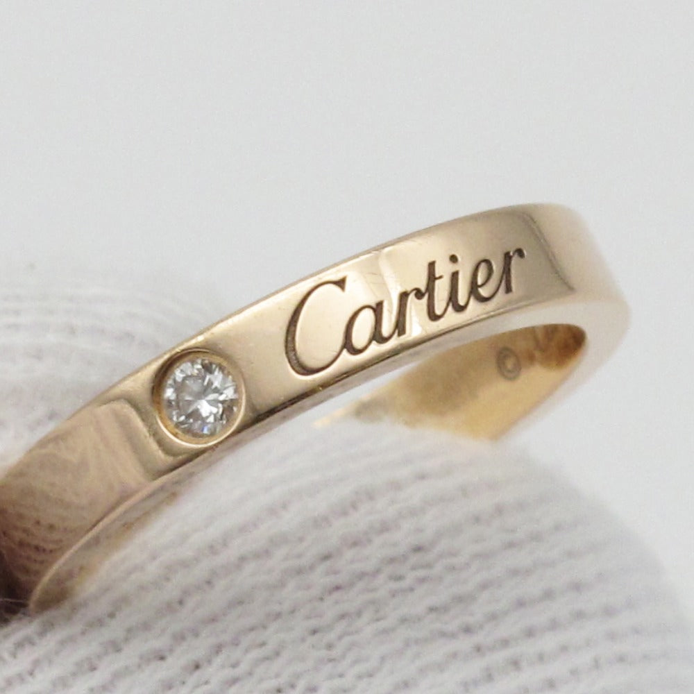 CARTIER カルティエ Cドゥ エングレーブド 1P ダイヤモンド リング 指輪 Au750 K18 PG ピンクゴールド #47 7号 レディース ジュエリー アクセサリー