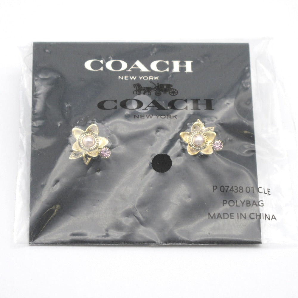 COACH コーチ ワイルドフラワー スタッド ピアス C6298 パール ラインストーン 花 ゴールド メタル レディース アクセサリー
