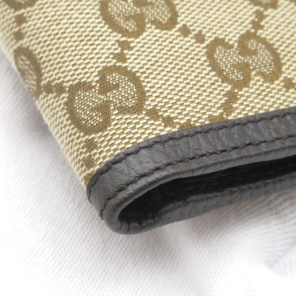 GUCCI グッチ GG柄 二つ折り財布 コンパクトウォレット 小銭入れあり 150413 キャンバス レザー ベージュ ブラウン メンズ